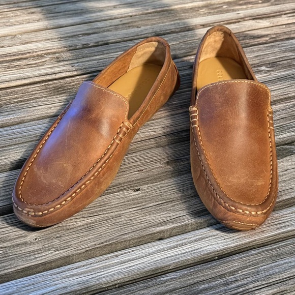 Cole Haan NWT Men's Sz 7M Dark Camel Distressed Leather Slip-On